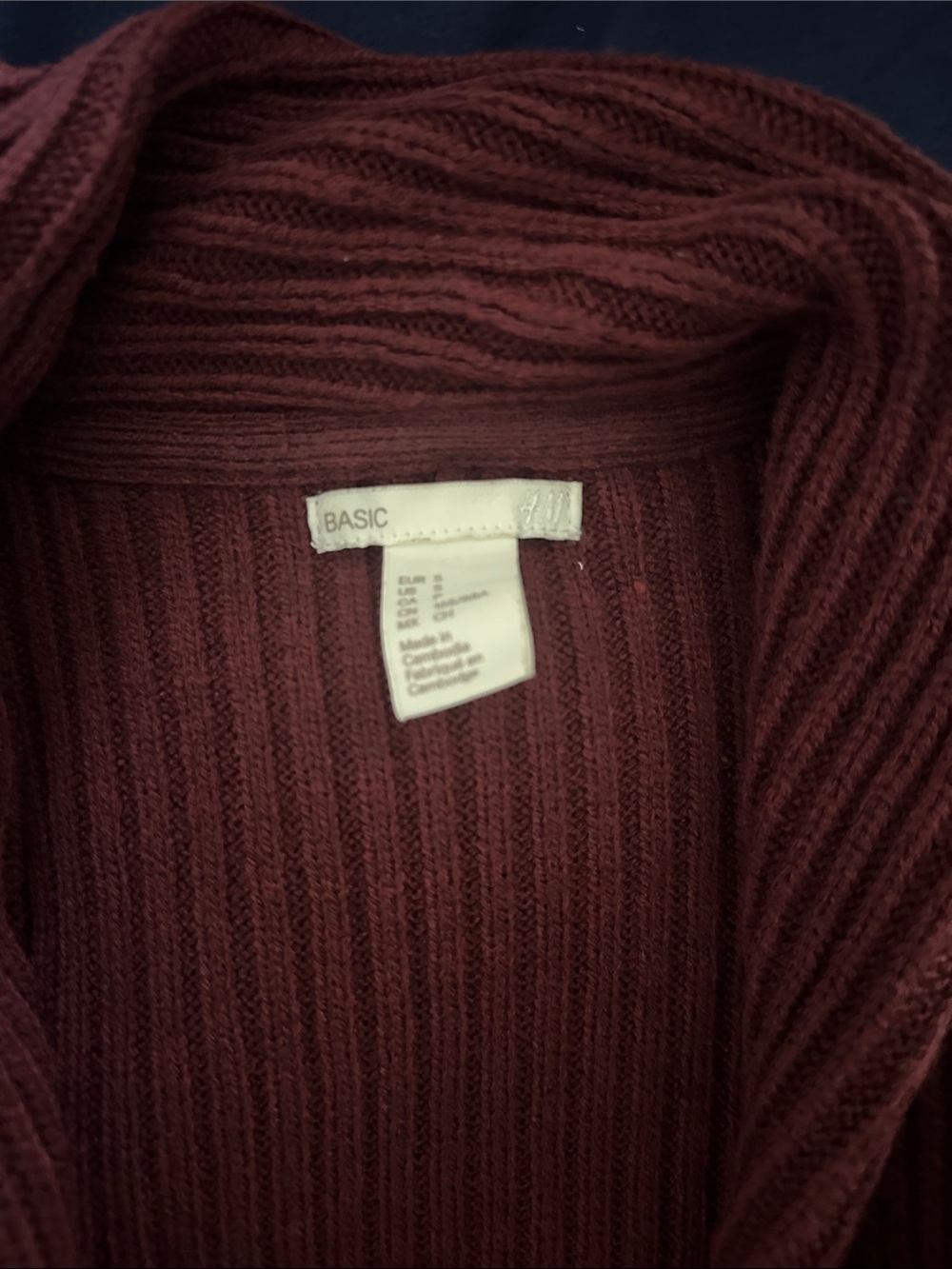 H&M Burgundy Open-Front Ribbed Cardigan - Picture 2 of 4